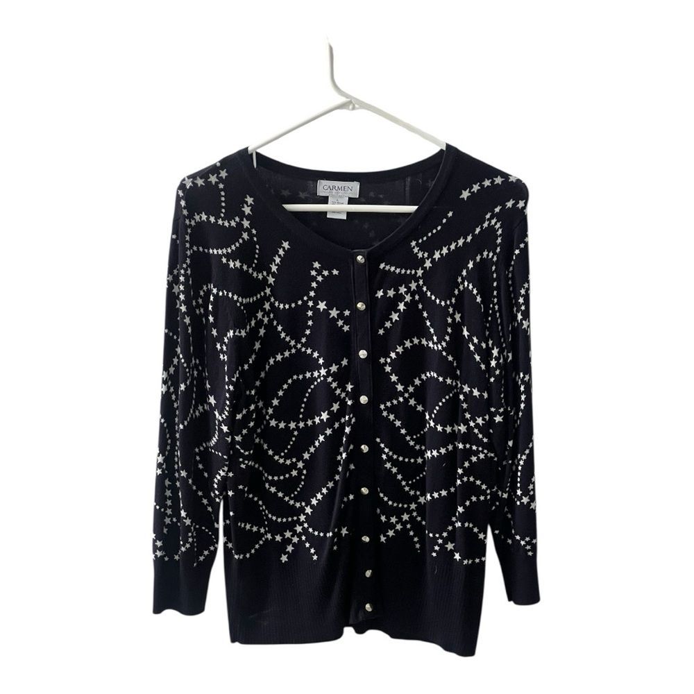 Carmen Black Cardigan with white stars